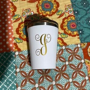 Corkcicle cup. Like new. White “J” initial in gold on front.